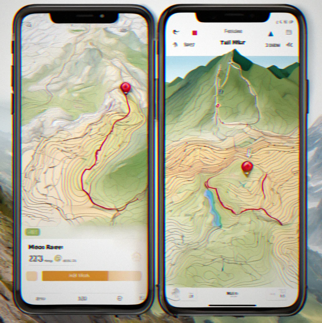 Phone displaying detailed 1:24k topographic map with contour lines and alpine terrain features