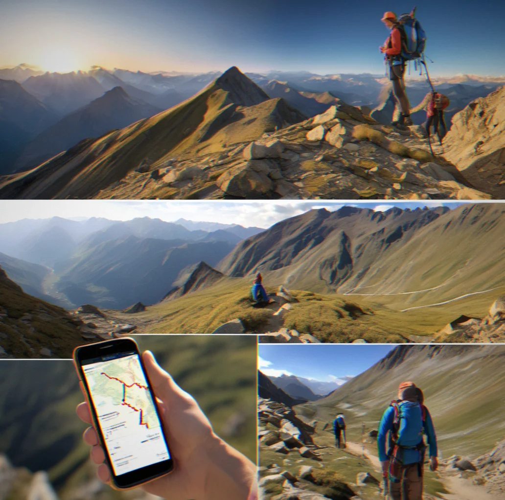 Phone powered on at high altitude camp with no signal bars visible, maps and waypoints cached and ready
